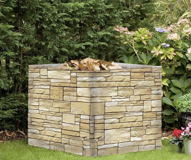 Protecție pentru balcon cu motiv de piatră decorativă - 500 x 85 cm, ardezie