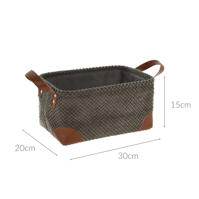 Cos pentru depozitare cu manere, catifea, 30 x 20 x 15 cm