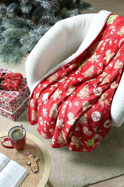 Pătură de Crăciun cu mielușel NOEL, 130 x 160 cm