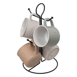 Set de 4 cani cesti pe suport metalic LEO, 140 ml