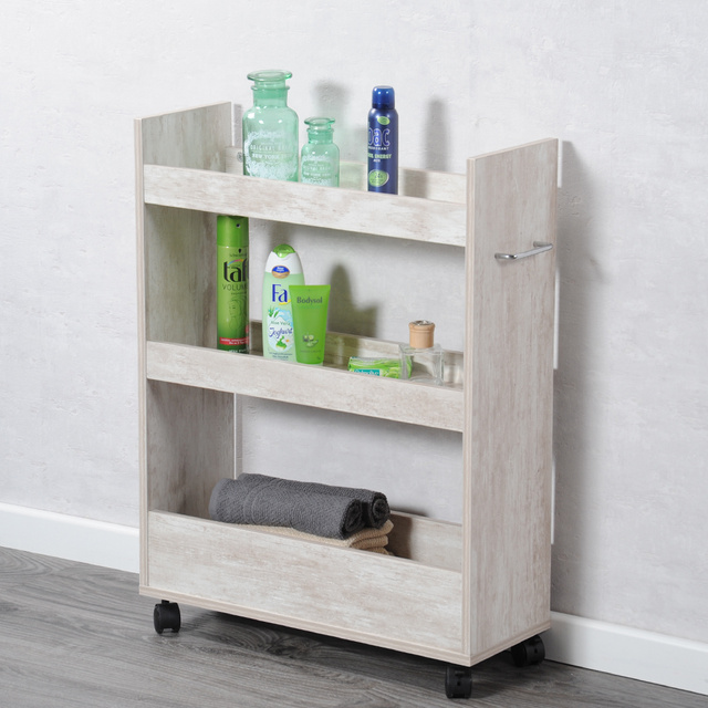 Suport de bucătărie pe roți, îngust, pe trei niveluri, Kesper