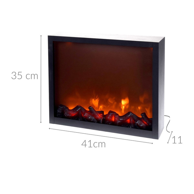 Semineu electric LED cu flacara realista, decor de Craciun, 41 x 35 cm