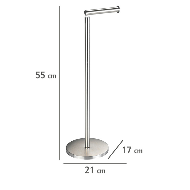 Suport de baie pentru hârtie igienică, construcție cu mânere și bară pentru 4 role suplimentare - WENKO, argintiu mat.