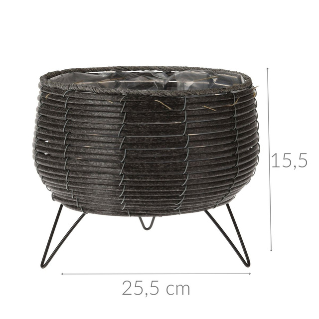 Ghiveci rotund sub formă de coș pe picioare, Ø 25,5