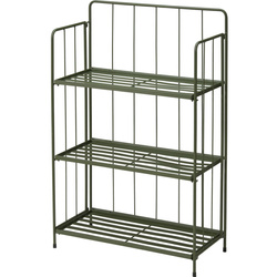 Raft metalic pentru ghivece cu flori, verde, 3 nivele, 90 cm