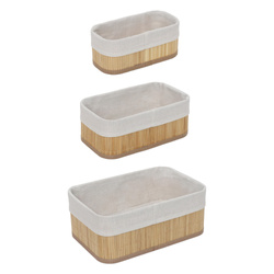 Set de coșuri de bambus pentru depozitare VINNO, alb