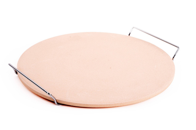 Piatră pentru coacerea pizzei, pâinii + suport metalic pentru servire