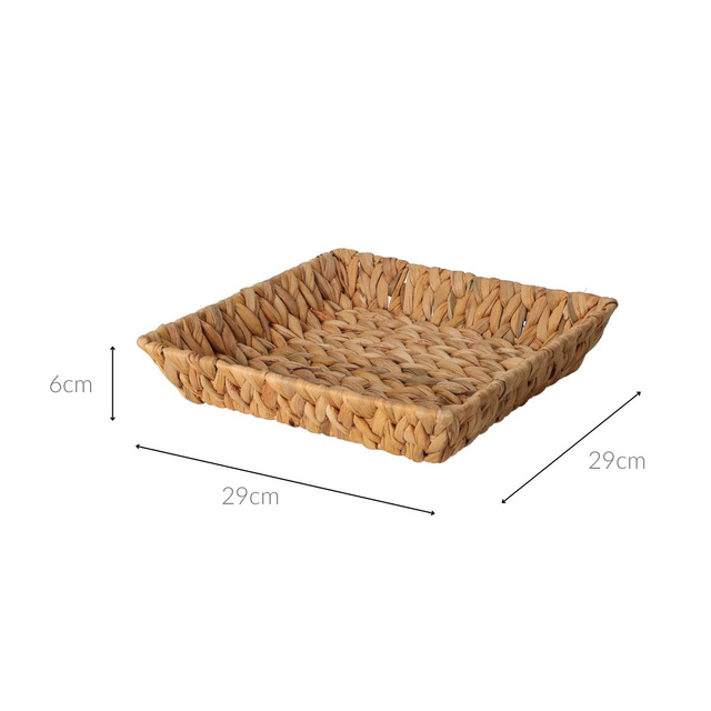 Coș pătrat împletit din hyacinthă de apă BRAID, 29 x 29 cm
