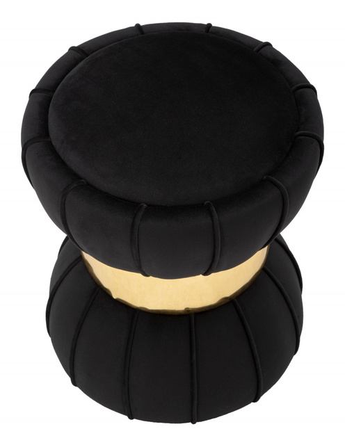 Taburet din velur cu detaliu auriu, 40 cm, gri