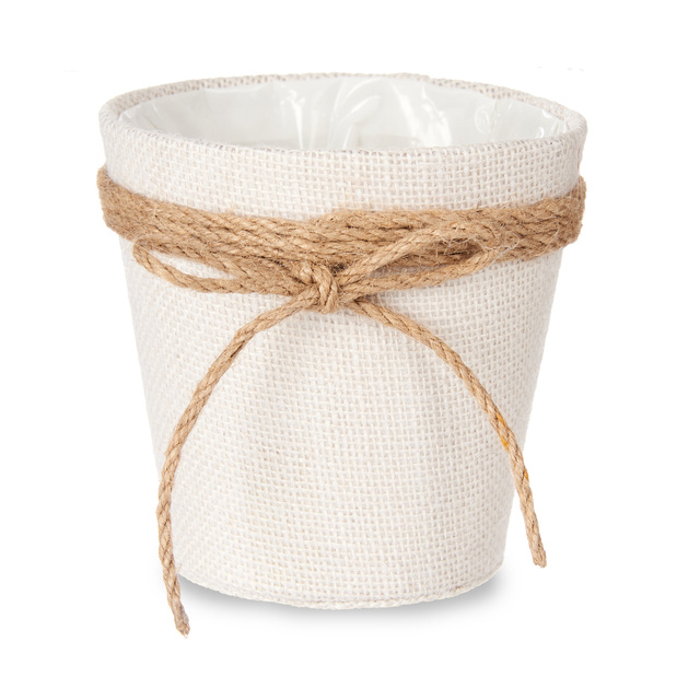 Husa pentru ghiveci impletit cu fundita de iuta, Ø 13 cm