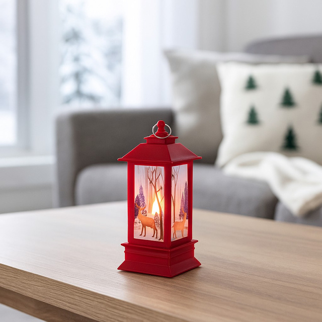 Felinar LED metalic cu motiv de Craciun