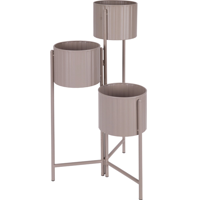 Suport de flori loft pentru 3 ghivece VIKO, metalic, taupe
