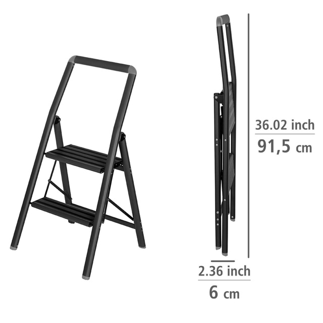 Scara pliabila, 2 trepte, Negru, WENKO