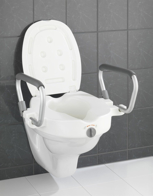 Capac pentru toaletă ridicat Secura WENKO, accesoriu pentru toaletă cu mânere, greutate maxima 130 kg