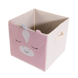 Cutie textila pentru jucarii cu unicorn cu corn si urechi, 32 x 32 x 30 cm