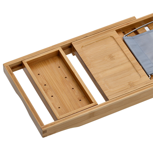 Raft pentru baie, din bambus, cu suport pentru carte, 70 cm