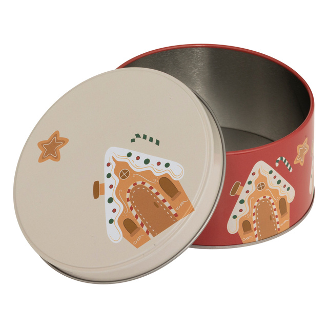 Recipient rotund pentru biscuiți, metal, 3 bucăți, roșu