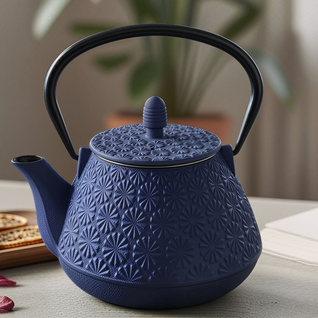 Ceainic din fontă cu infuzor TAKI, 1000 ml, bleumarin