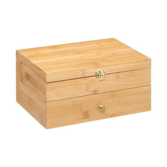 Cutie de bijuterii cu sertar și oglindă, bambus