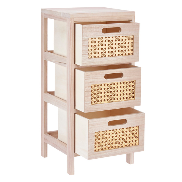 Comoda mini cu 3 sertare, impletitura vieneza, 25 x 27 x 58 cm