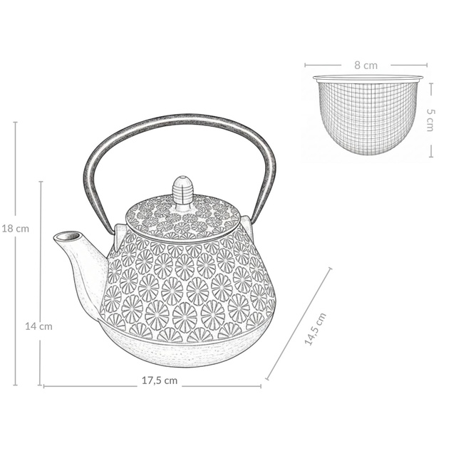 Ceainic din fontă cu infuzor TAKI, 1000 ml, turcoaz