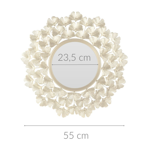 Oglindă decorativă aurie, Ø 55 cm, cadru metalic