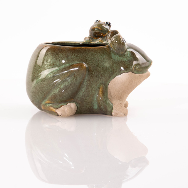 Ghiveci de gradina din portelan, broasca, 15 x 11 cm