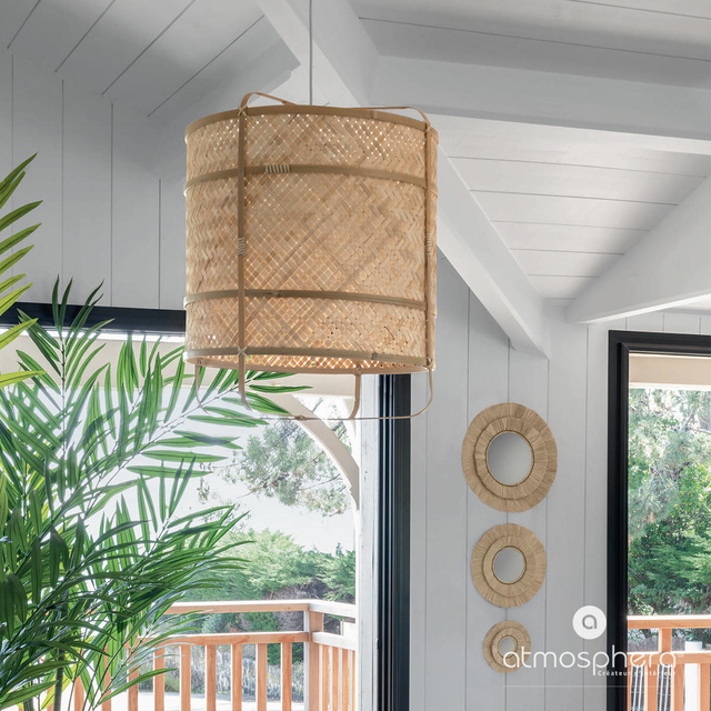 Oglindă SAFARI, cu cadru rafie, Ø 57 cm