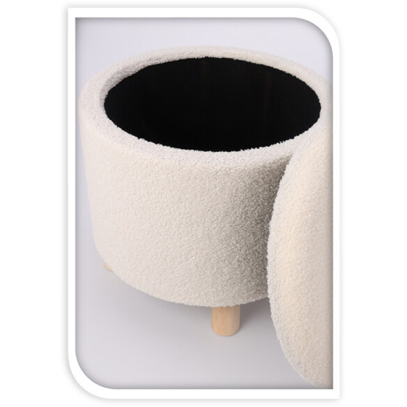 Puf rotund tapițat cu spațiu de depozitare TEDDY, Ø 40 x 37 cm