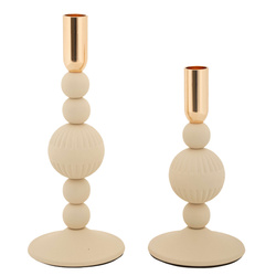 Set de 2 suporturi pentru lumânări ASTER cu relief floral, înălțimi 20 cm & 25 cm