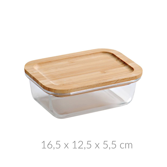 Recipient de depozitare din sticlă, capac ermetic din bambus, 500 ml, Kesper