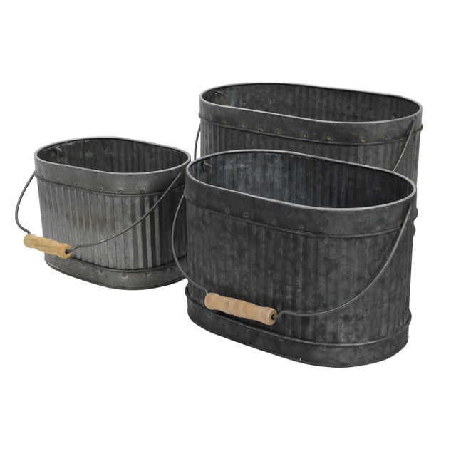 Set cutii de flori metalice, 3 buc in diferite dimensiuni