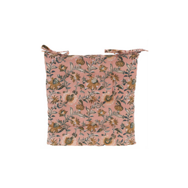 Perna pentru scaun legată, model cu flori, 100% bumbac, 40 x 40 cm