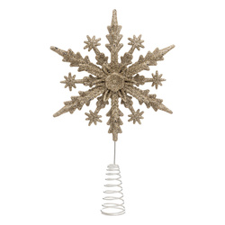Varf pentru brad, fulg de nea cu sclipici, 22 cm