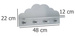 Raft cu 4 umerase CLOUD, 48 x 22 x 12 cm