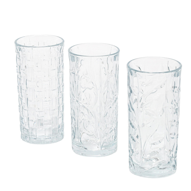 Set 3 pahare cu model, 380 ml