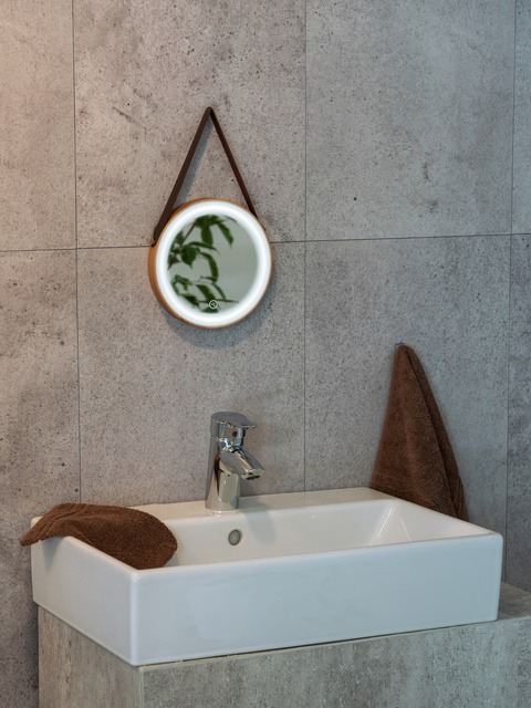 Oglindă rama din bambus, Ø 30 cm, WENKO