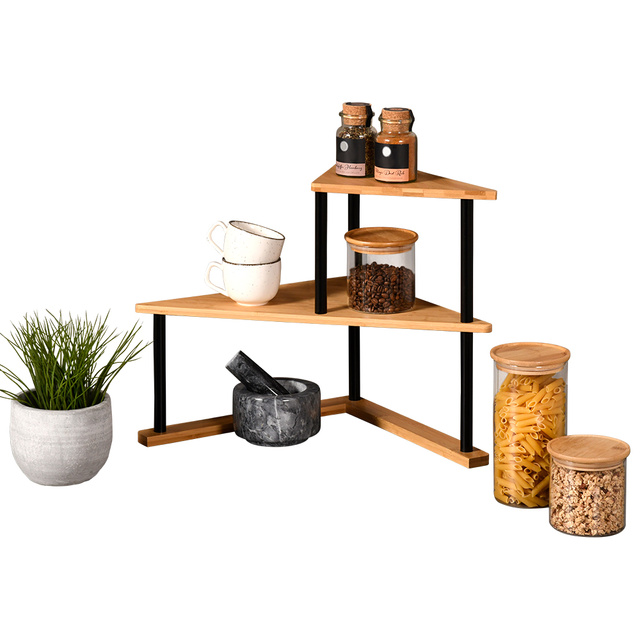 Organizator de bucătărie de colț, 2 rafturi, 40,5 x 41 cm