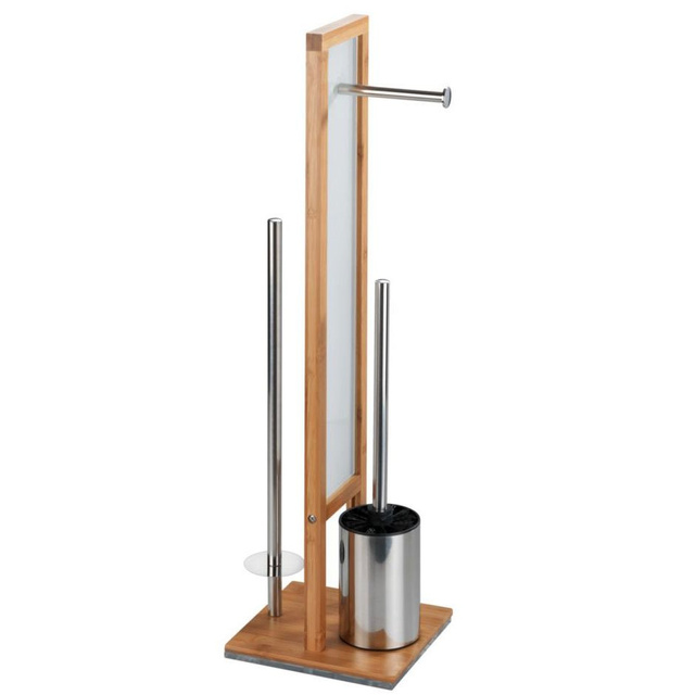 Perie WC cu suport hartie igienica RIVALTA, 3in1, Bambus, 70x23x18 cm, WENKO