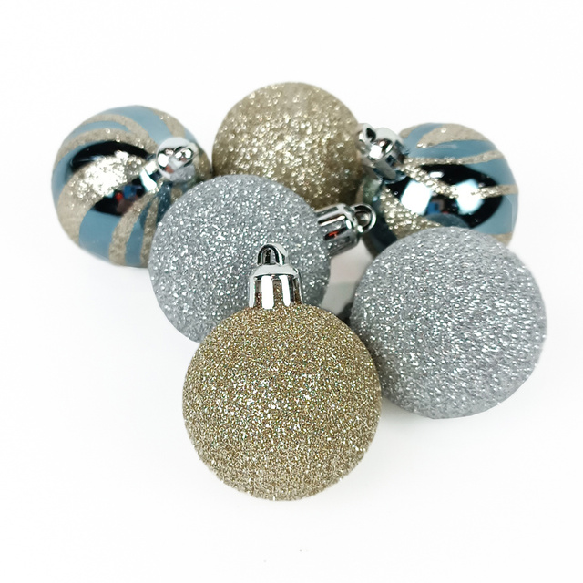 Globuri multicolore cu diferite finisaje, Ø 4 cm, 12 buc.