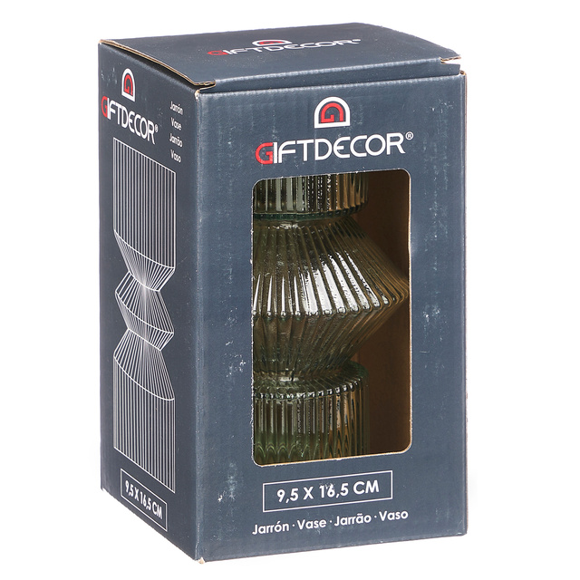 Vaza din sticla, canelata, 9,5 x 16,5 cm