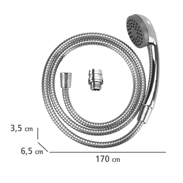 Cap de duș pentru baterie lavoar, dispozitiv portabil din oțel inoxidabil - furtun de 150 cm, WENKO