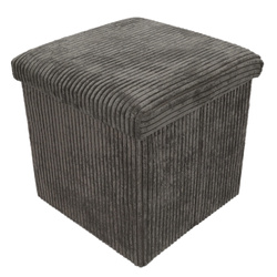 Taburet din velur-cord cu spațiu de depozitare TOBO, 38 x 38 x 38 cm