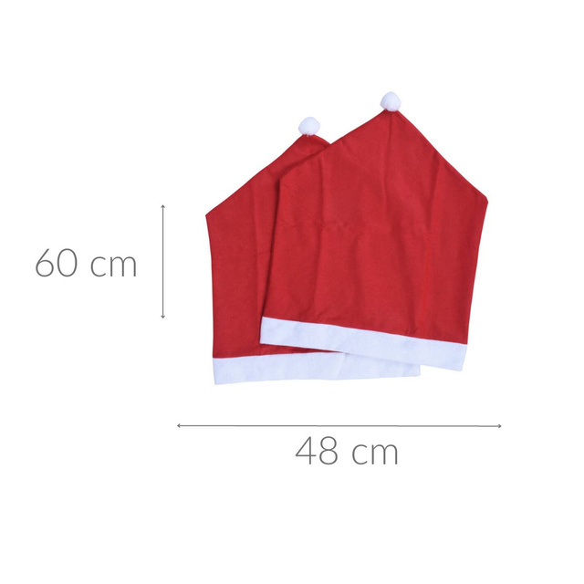 Husa scaun, palarie de Mos Craciun, 60 cm, 2 bucati