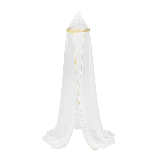 Baldachin de pat, alb și auriu, poliester