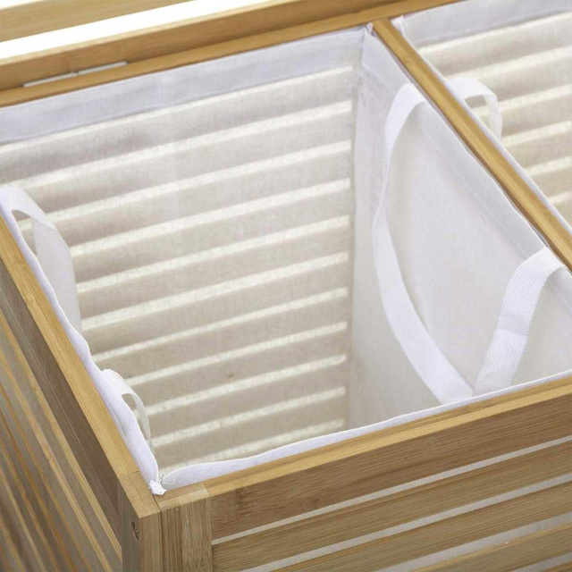 Coș de rufe dublu, cu 2 compartimente, SICELA, din bambus