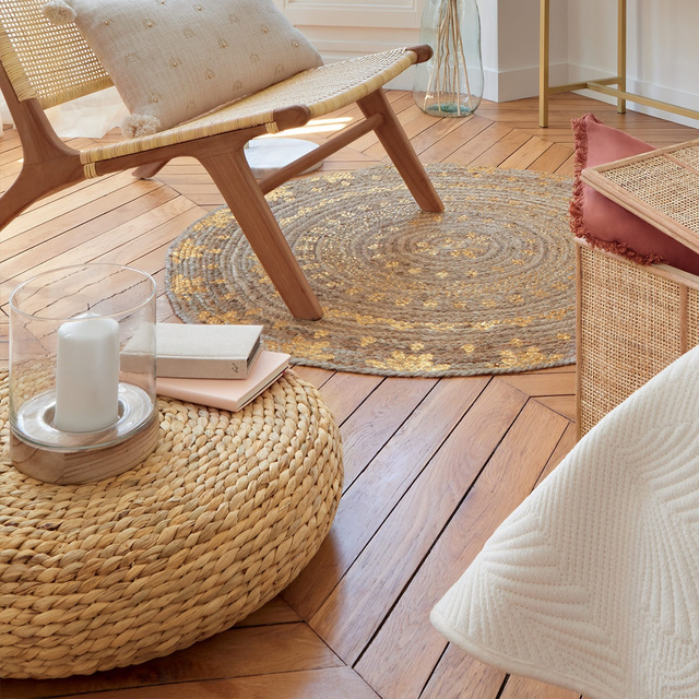 Puf otoman țesut, diametru 55 cm