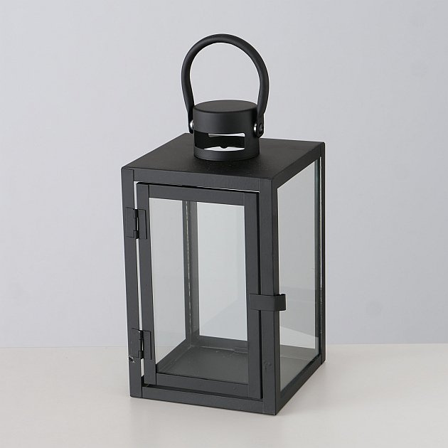 Lantern metalic cu geam din sticla, doua marimi, ARANA