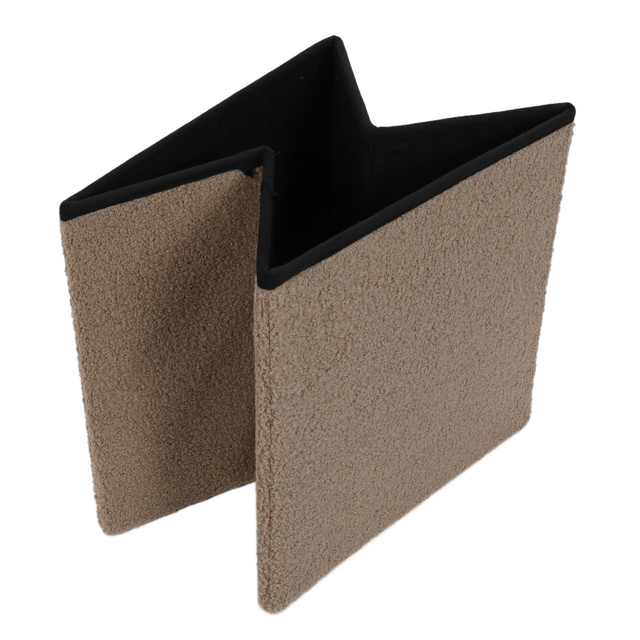 Taburet bouclé cu spațiu de depozitare BINI, 38 x 38 x 38 cm