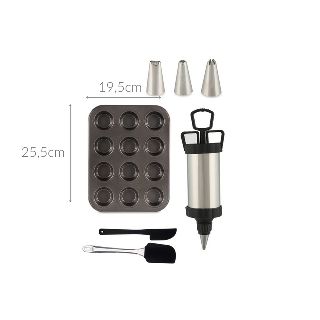 Forma de copt pentru briose cu accesorii pentru decorare